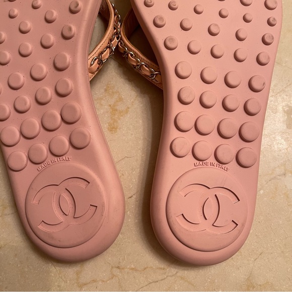 Chanel pink at the pool sandals thong flip flops size 6 36 - Picture 7 of 15